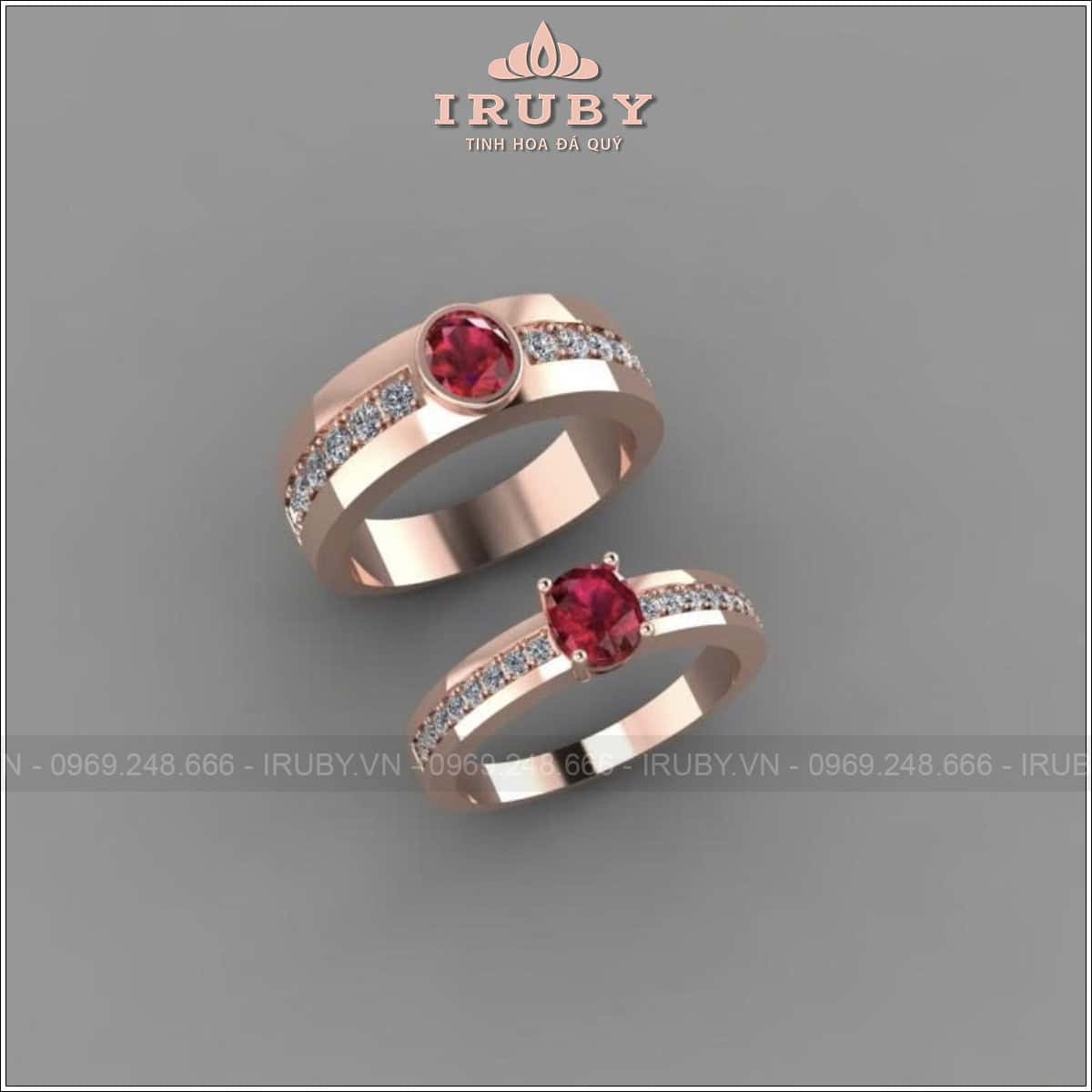 Nhẫn cưới Ruby thiết kế đơn giản thanh lịch - IRNC003