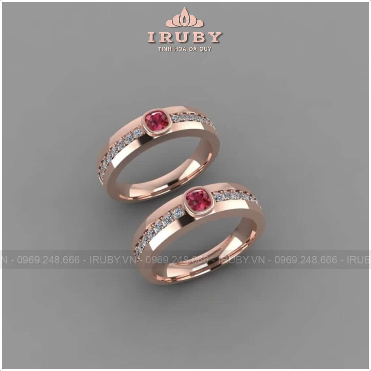 Nhẫn cưới Ruby thiết kế tối giản cuốn hút - IRNC004
