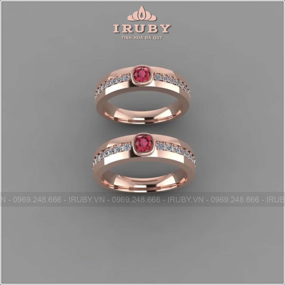 Nhẫn cưới Ruby thiết kế tối giản cuốn hút - IRNC004