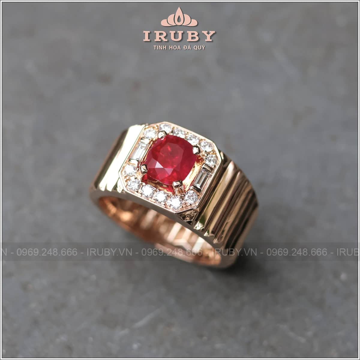 Nhẫn nam Ruby đỏ huyết 1,89ct mẫu Lộc Phát - IRRF239 25988189