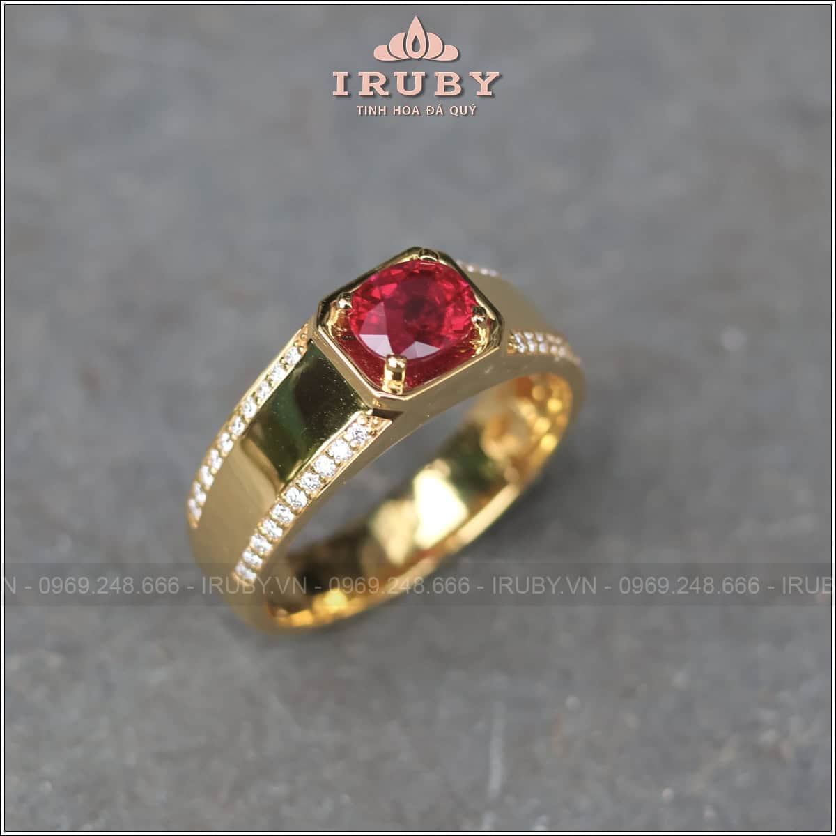 Nhẫn nữ Ruby facet đỏ huyết 1,05ct mẫu vintage - IRRF99 25350105