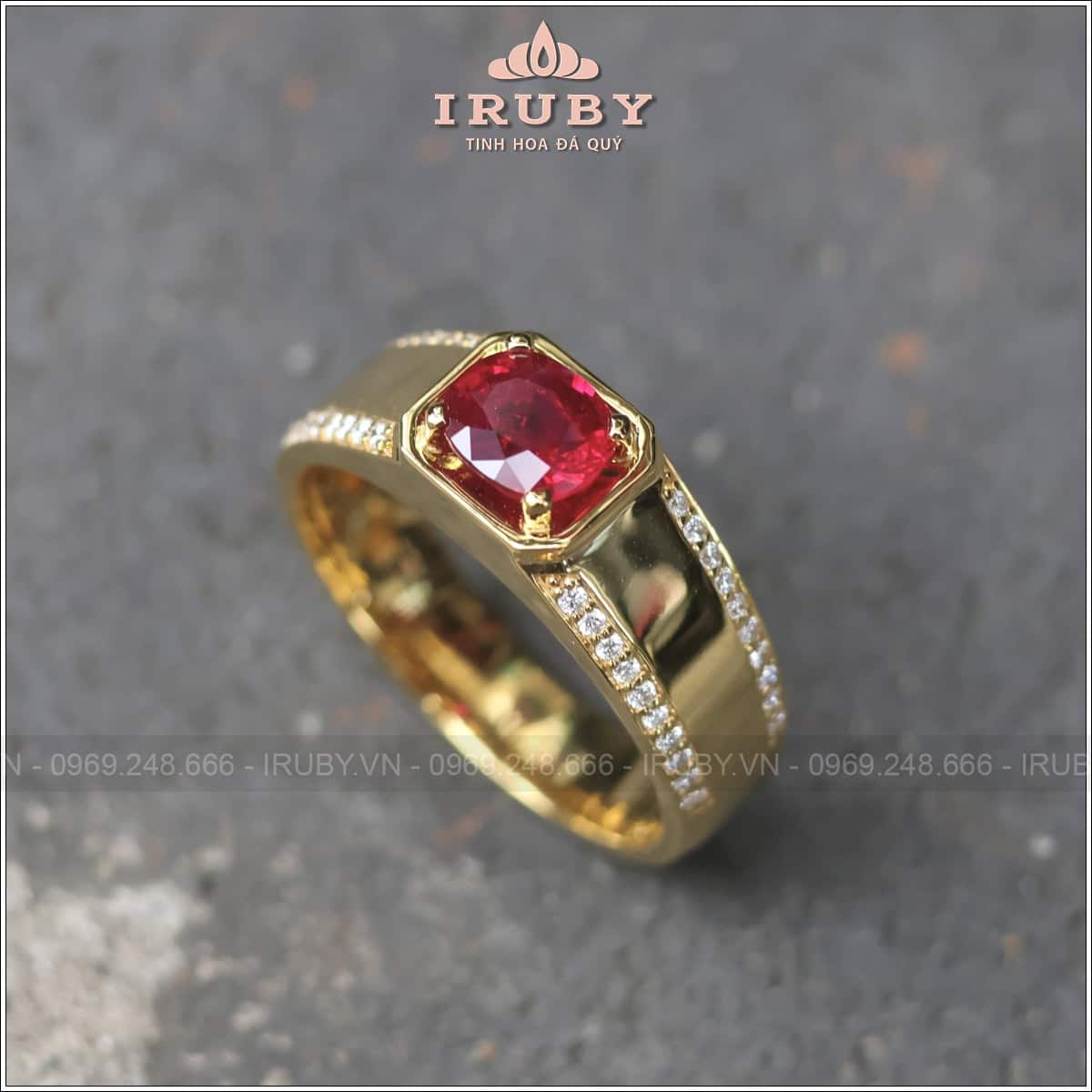 Nhẫn nữ Ruby facet đỏ huyết 1,05ct mẫu vintage - IRRF99 25350105