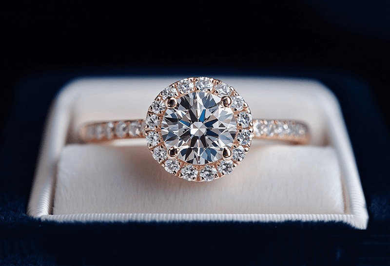 Nhan Moissanite halo vien tam thuong rat noi bat, se mang lai ve dep lap lanh an tuong tren ban tay chi em