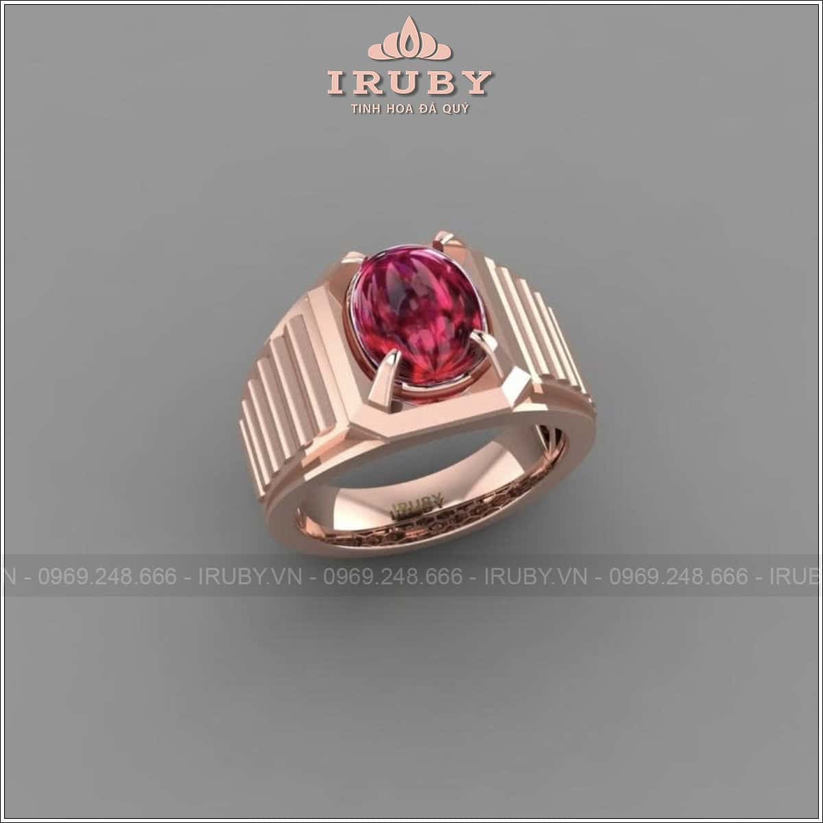 Nhẫn nam Ruby cabochon thiết kế tối giản, hiện đại