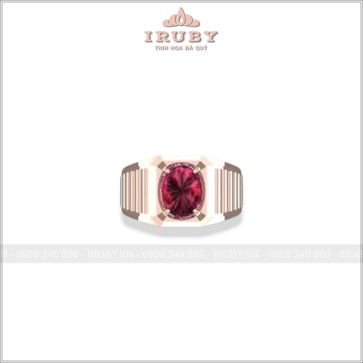 Nhẫn nam Ruby cabochon thiết kế tối giản, hiện đại