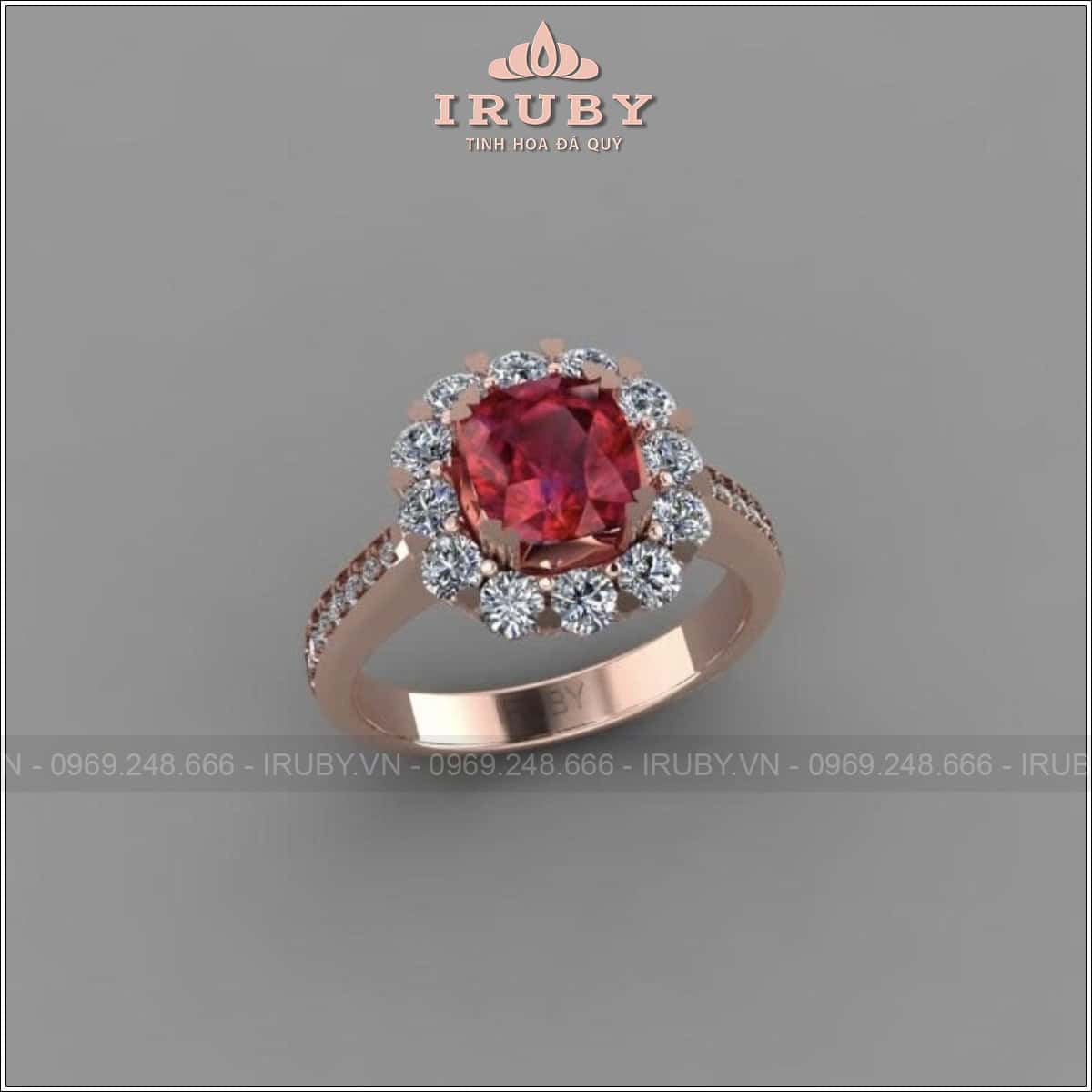 Nhẫn nữ Ruby kết kim cương thiết kế sang trọng