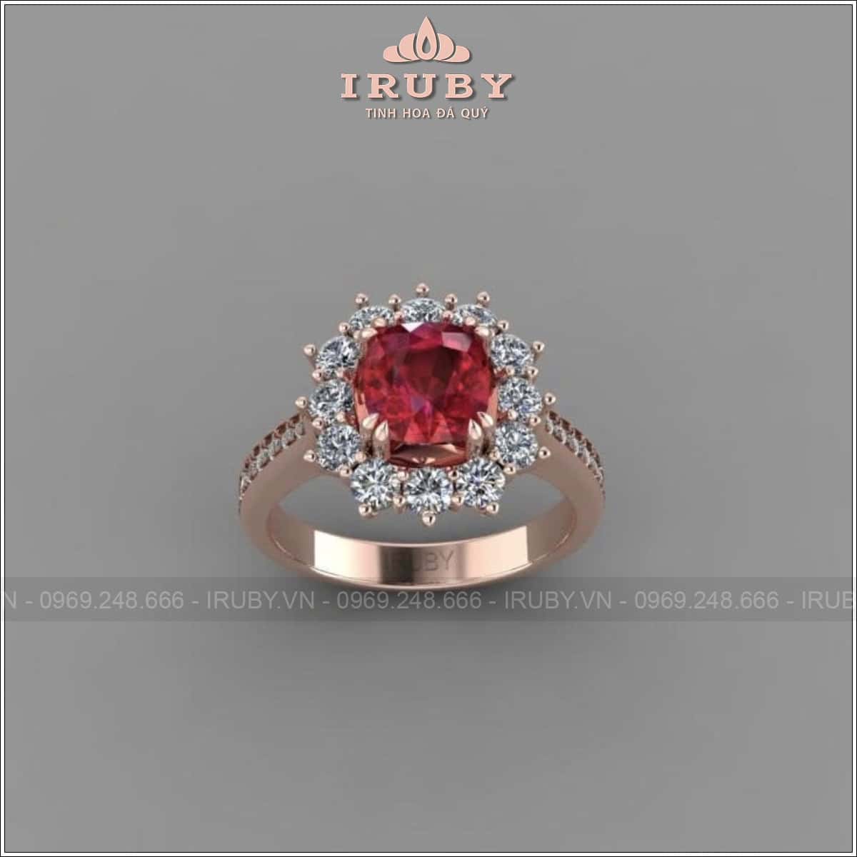 Nhẫn nữ Ruby kết kim cương thiết kế sang trọng