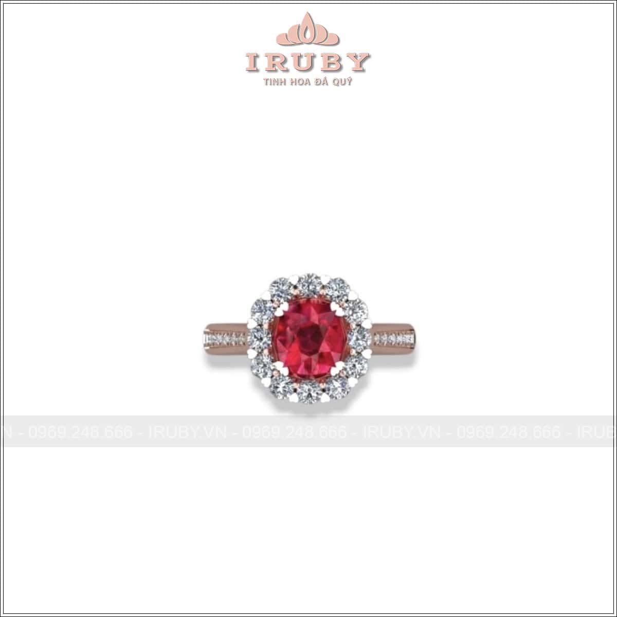 Nhẫn nữ Ruby kết kim cương thiết kế sang trọng