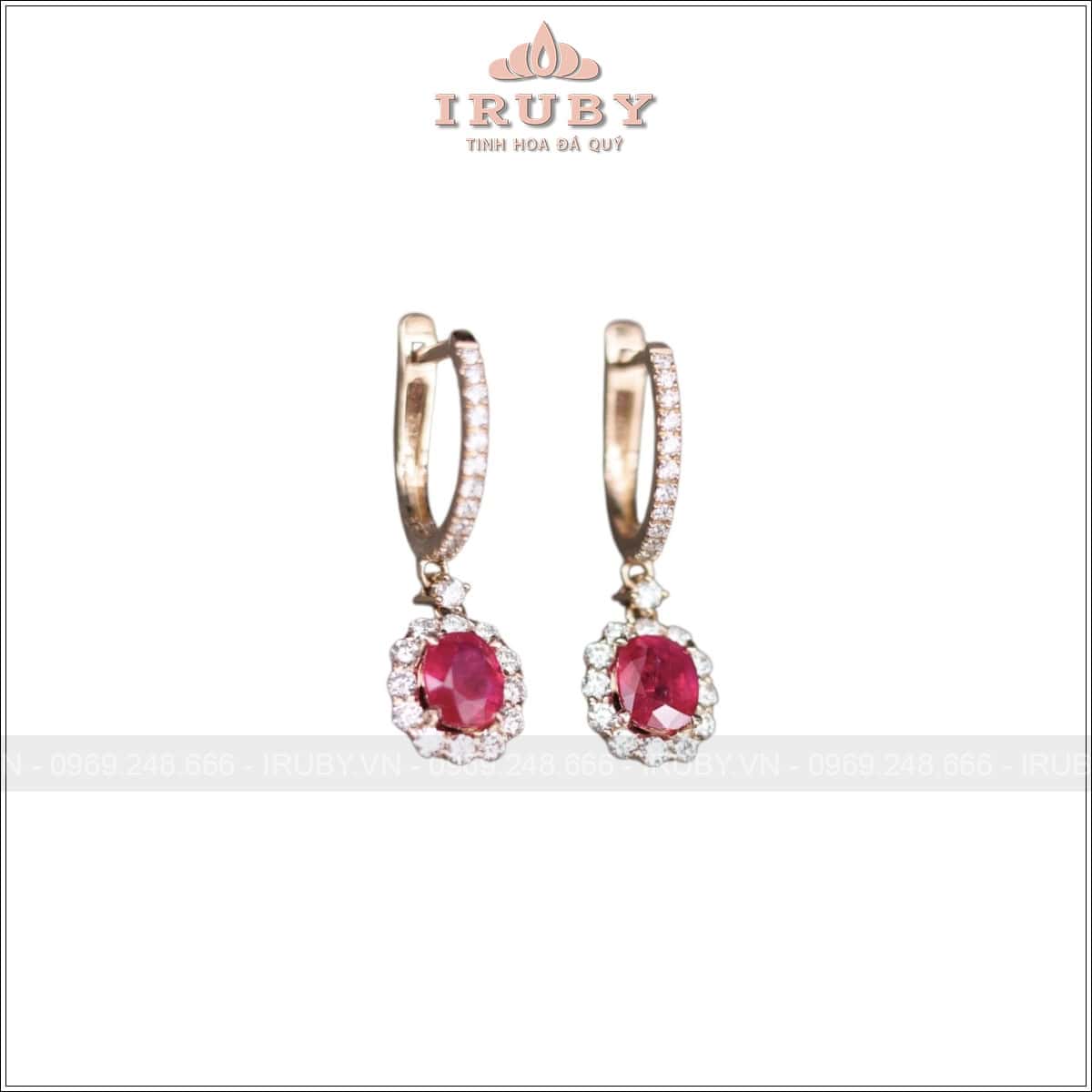 Đôi hoa tai Ruby facet 2,24ct kết kim cương – IRRF 2511224