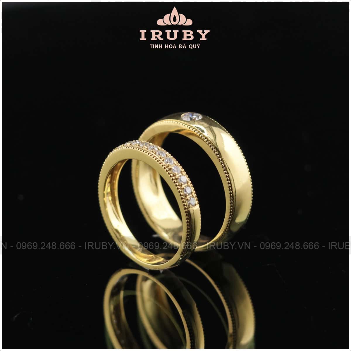 Nhẫn cưới vàng sang trọng kết kim cương tự nhiên - IRNC005