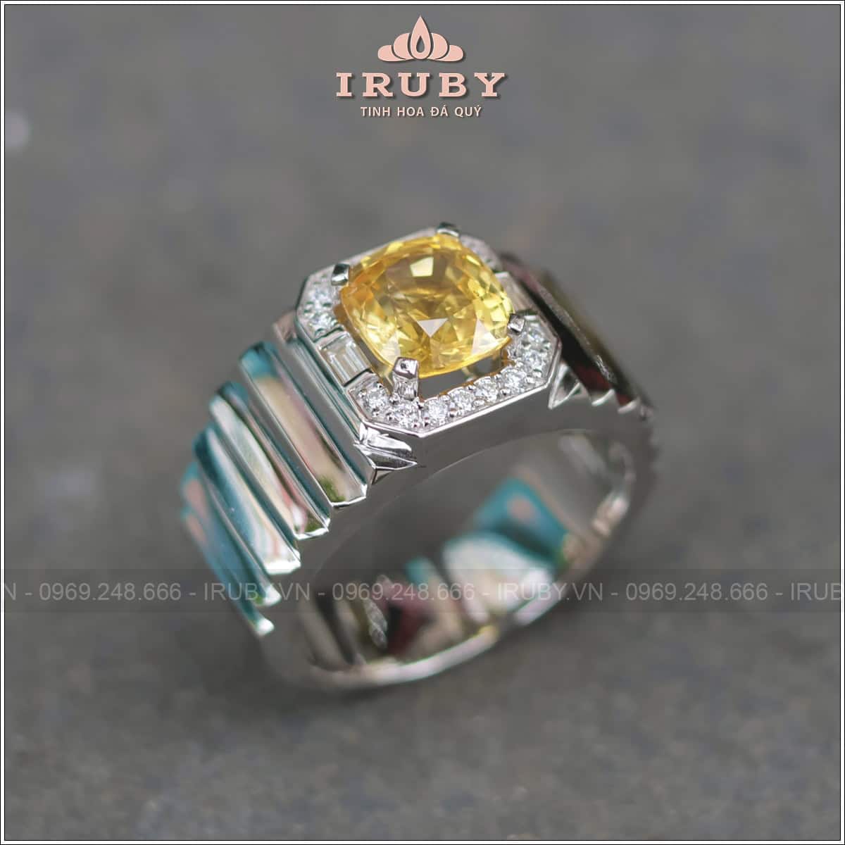 Nhẫn nam Sapphire vàng 2,50ct mẫu Lộc Phát - IRYS50 2405250