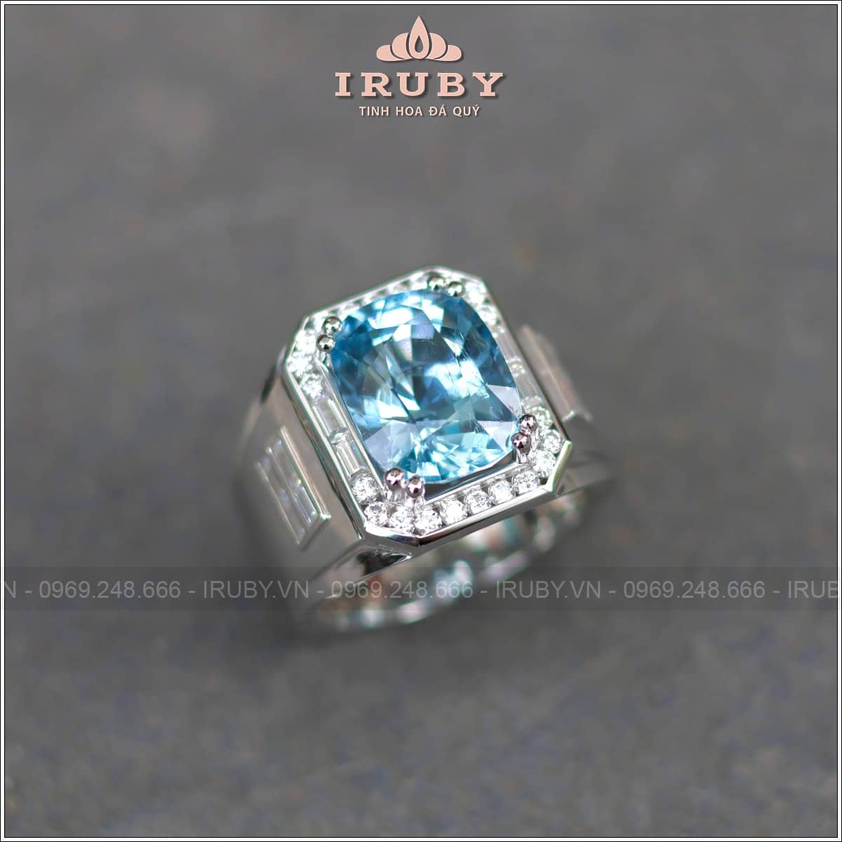 Nhẫn nam đá Aquamarine 6,43ct thiết kế hiện đại - IRAQ58 25315643