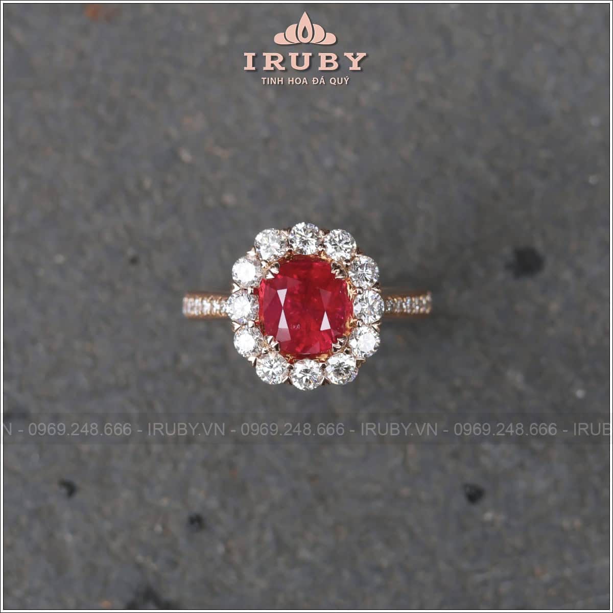 Nhẫn nữ Ruby đỏ huyết 1,89ct kết kim cương thiên nhiên - IRRF239 25988189