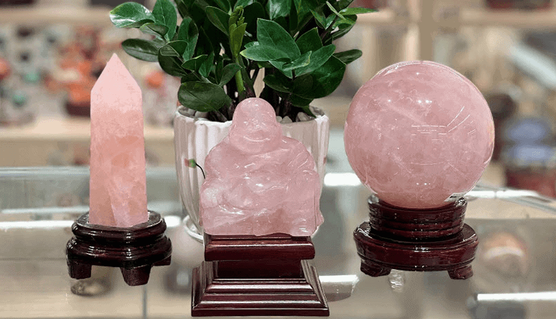 Ngoai trang suc thi da thach anh dau hong con co the su dung lam vat pham phong thuy de trong nha