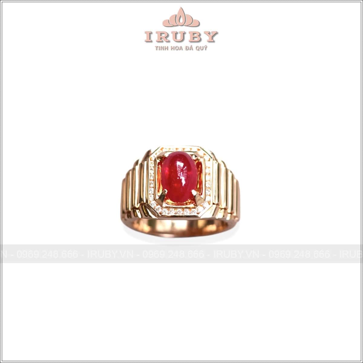 Nhẫn nam Ruby cabochon huyết kính 3,84ct mẫu Rolex – IRRC48 251128384