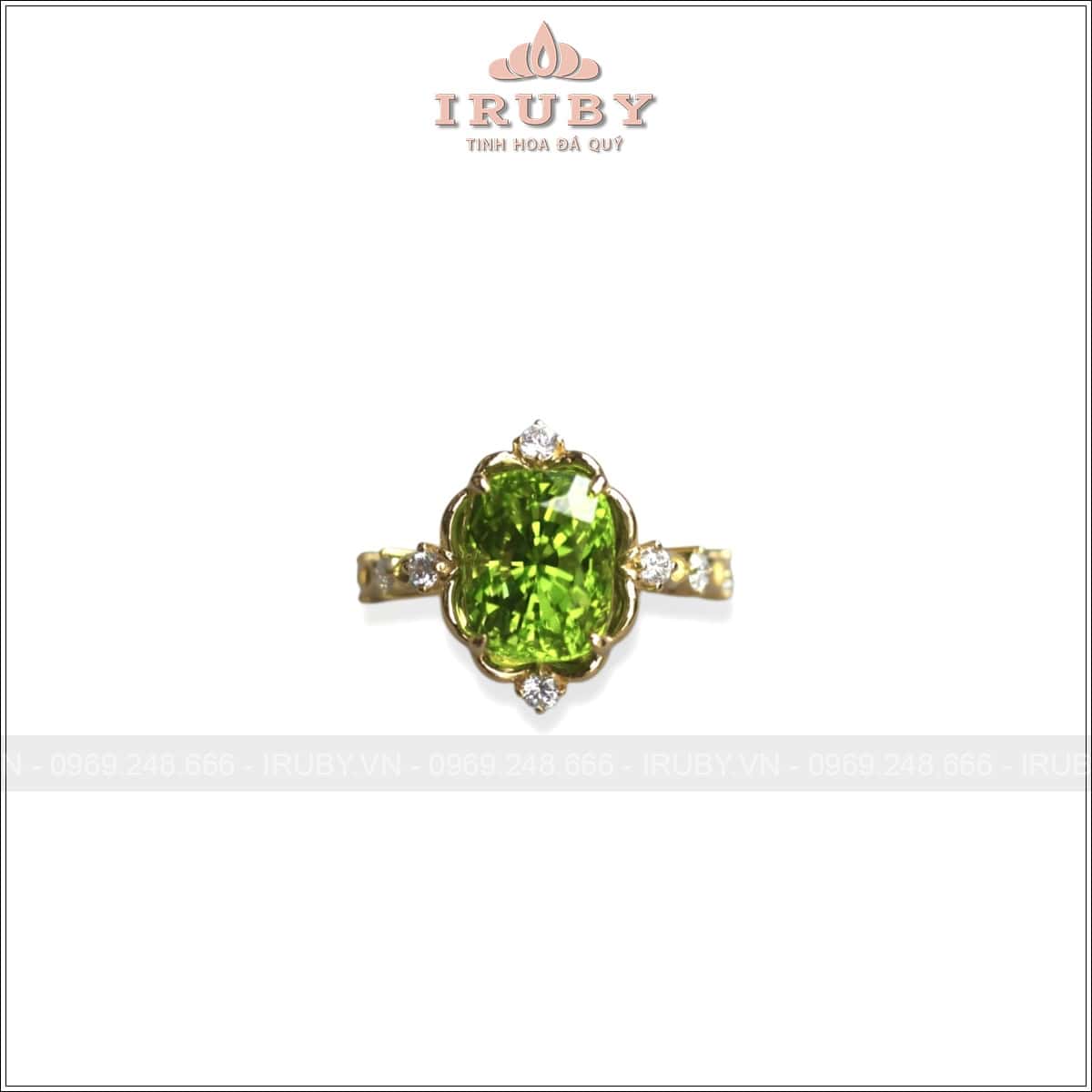 Nhẫn nữ Peridot 4,37ct kết kim cương tự nhiên – IRPD8 234437
