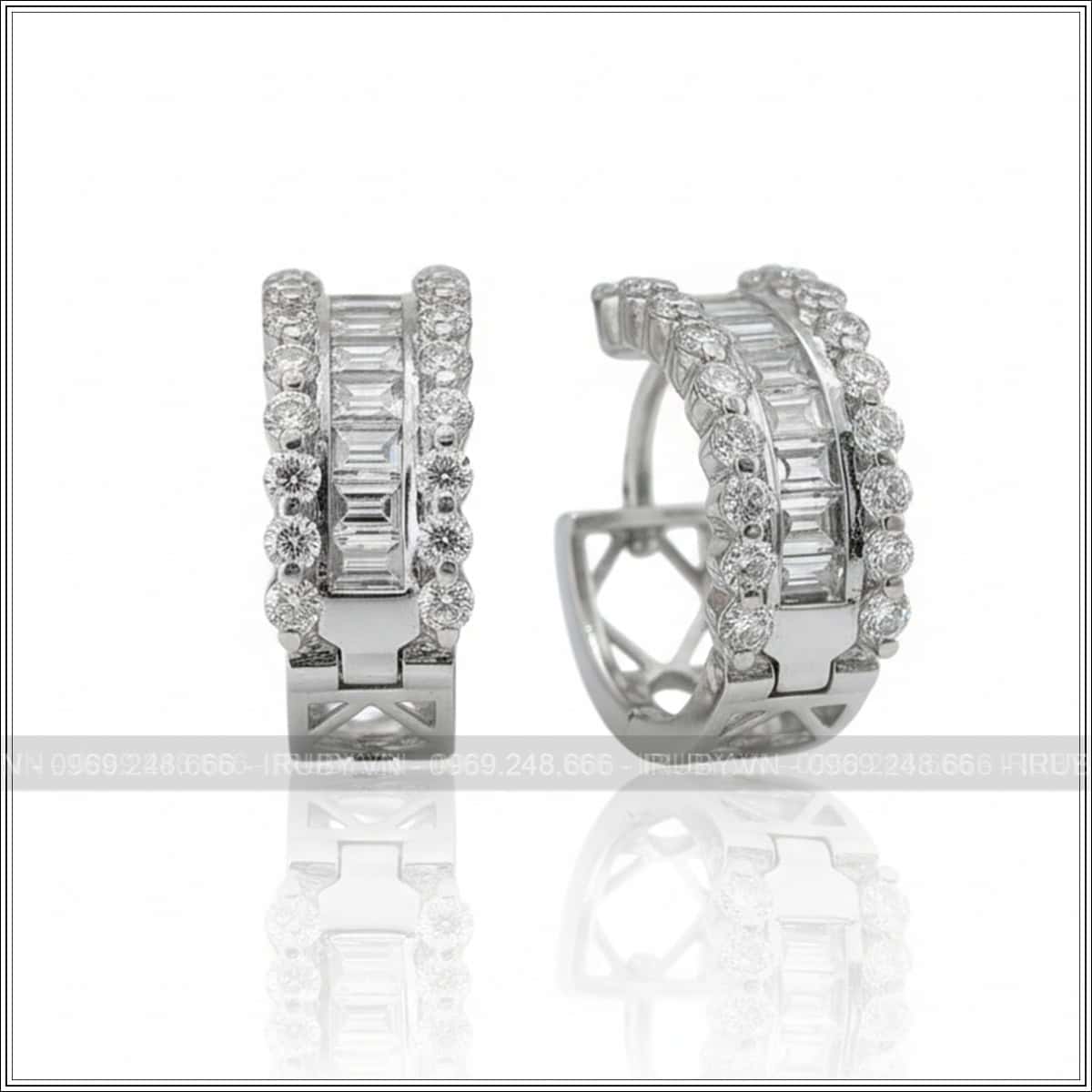 Đôi bông tai KC vàng trắng 18k – IRBTKC 026