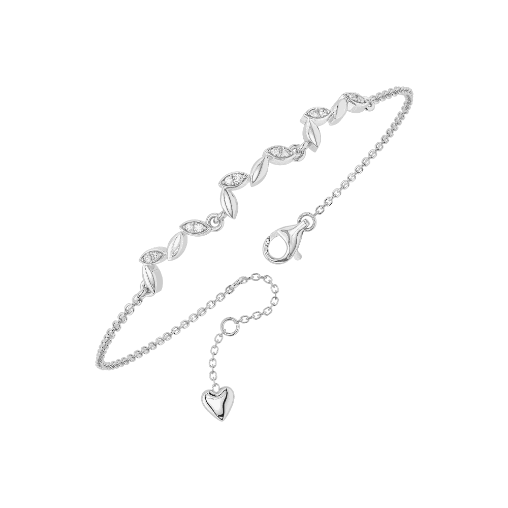 Lắc tay nữ kim cương thiết kế lá cách điệu - IRLTKC005