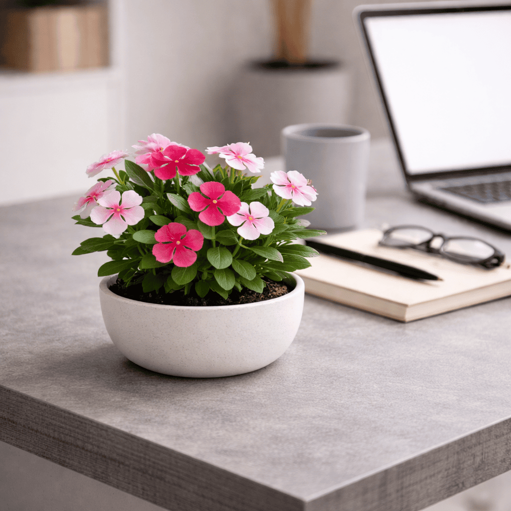 Hoa dừa cạn nở quanh năm, mang đến vẻ đẹp tươi tắn và nguồn năng lượng tích cực liên tục.