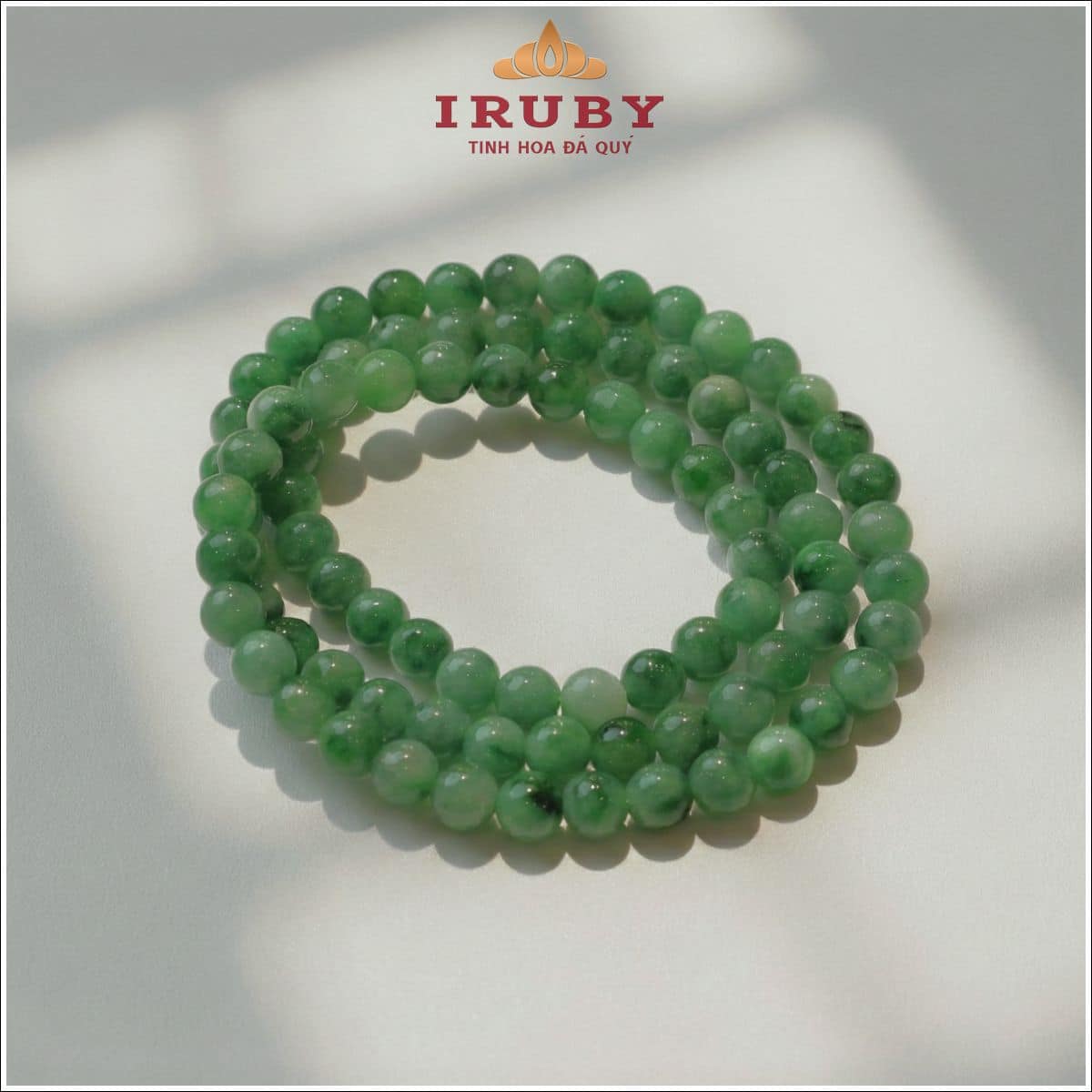 Chuỗi Ngọc Jadiet Xanh Lý hạt 6,5mm - IRNJ 2511165