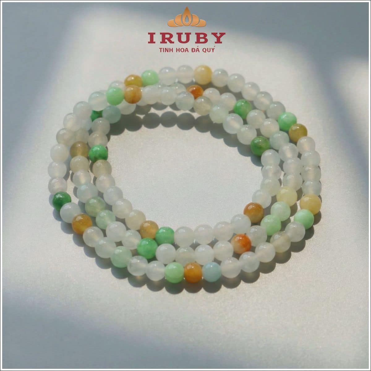 Chuỗi vòng Ngọc Jadeite tam sắc Bình An – IRNJ 251555
