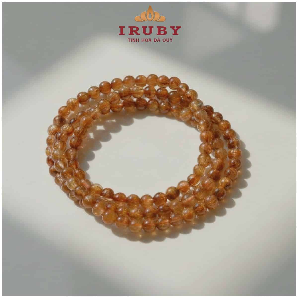 Chuỗi vòng tay Thạch anh tóc đỏ nâu hạt 5mm – IRPT 251555