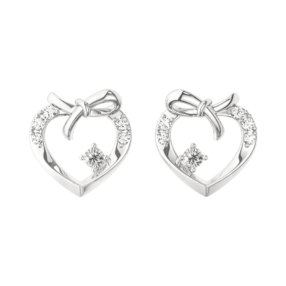 Đôi bông tai trái tim thắt nơ – IRBTKC 009
