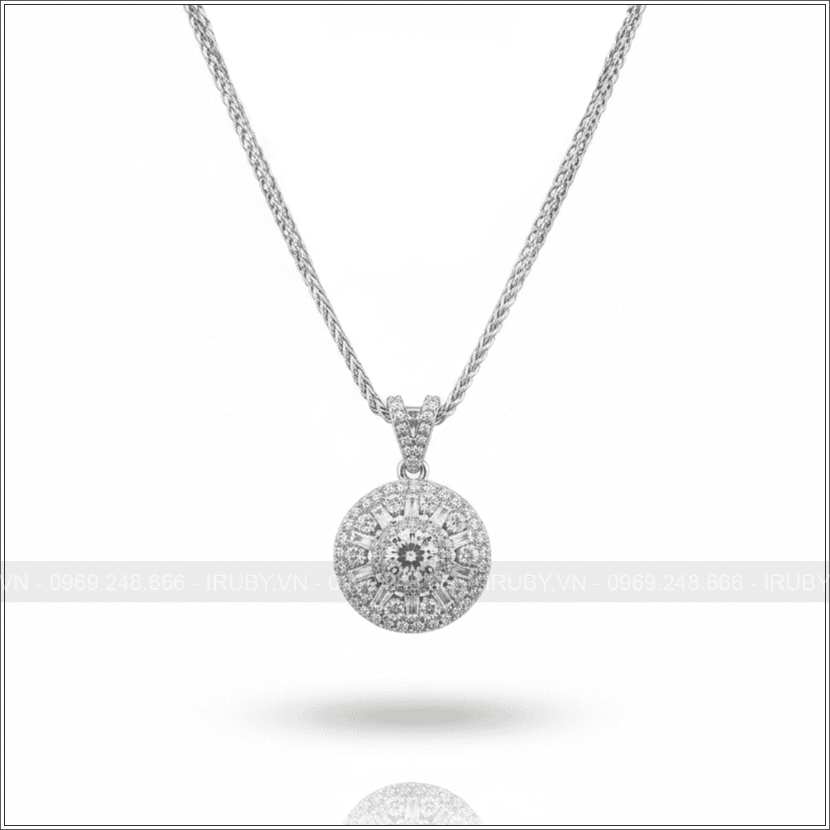 Mặt dây chuyền kim cương thái dương rực rỡ vàng 18k – IRMDKC 031