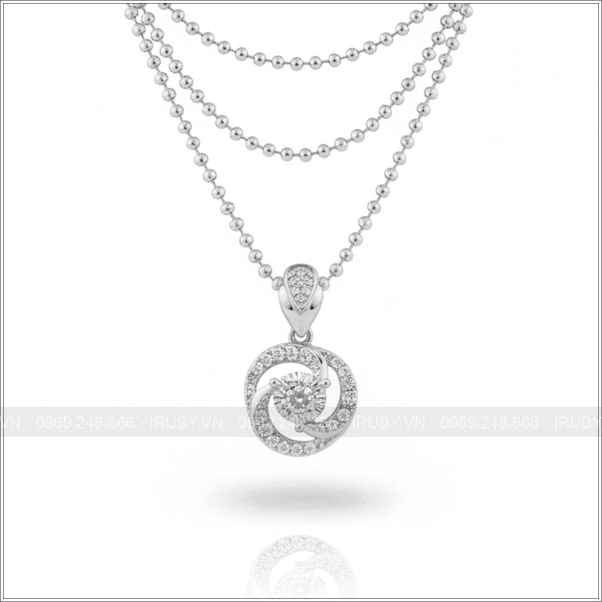 Mặt dây chuyền kim cương vòng xoay tình yêu vàng 18k – IRMDKC 030