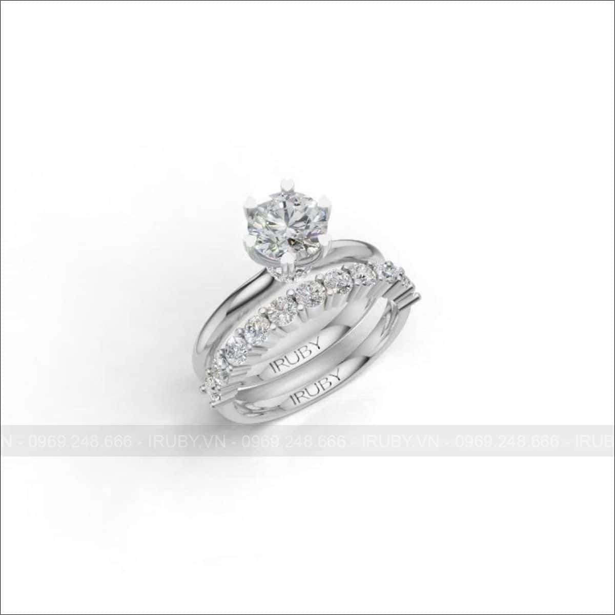 Nhẫn nữ kim cương 6ly bộ đôi hoàn hảo - IRNUKC 094