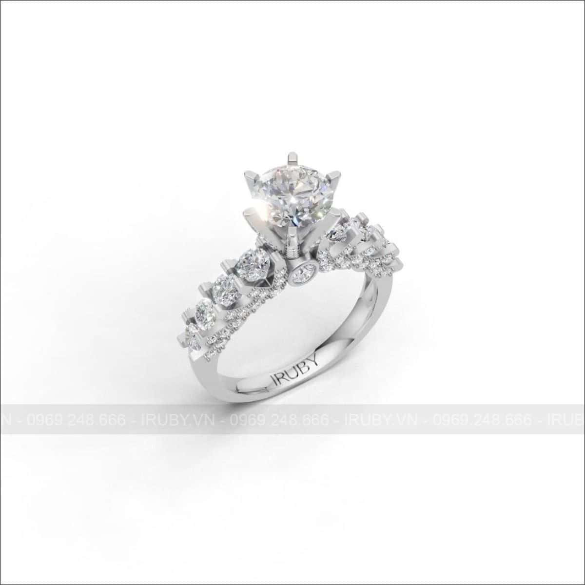 Nhẫn nữ kim cương 6ly thiết kế đa tầng - IRNUKC 095