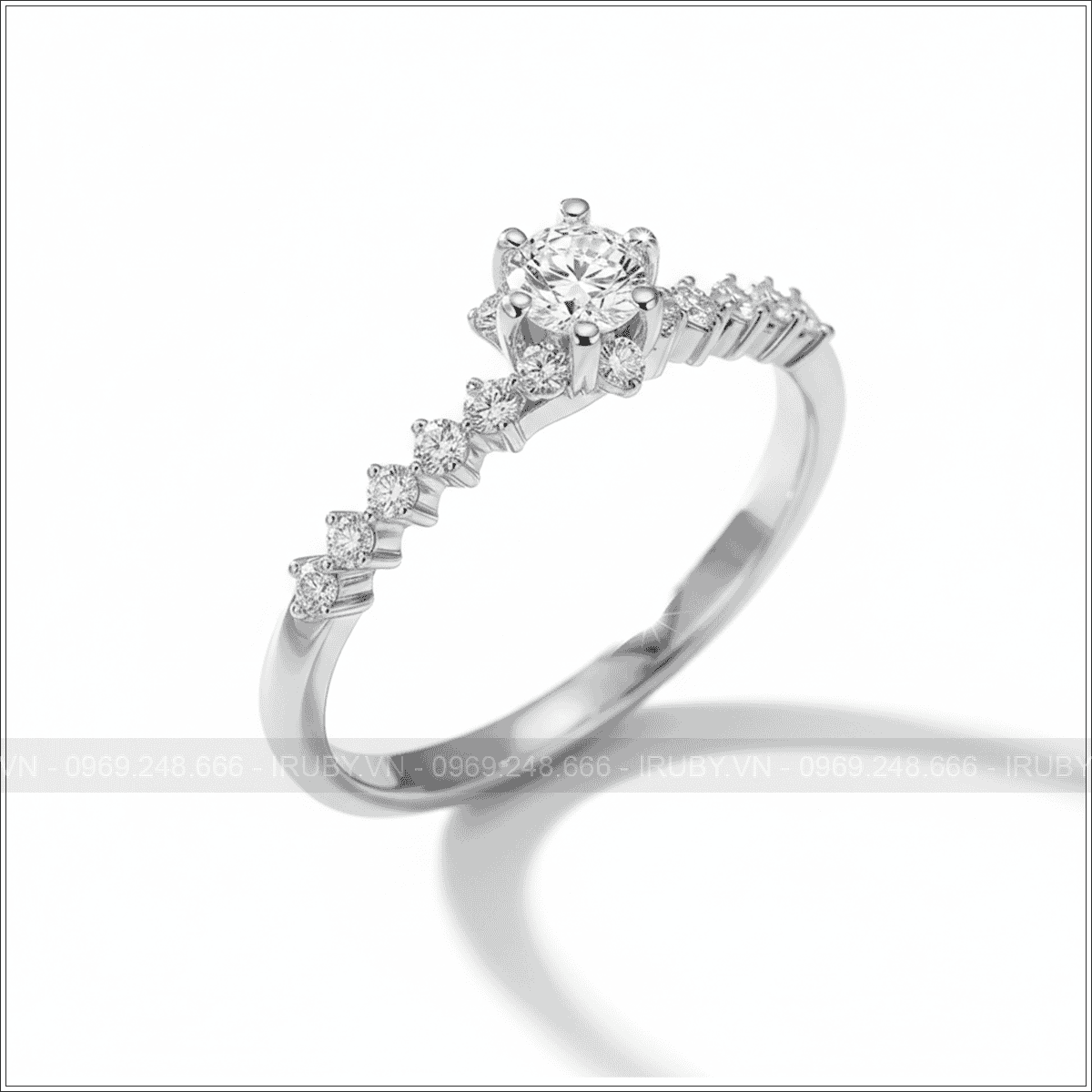 Nhẫn nữ Moissanite bạc xi kim - 958352203