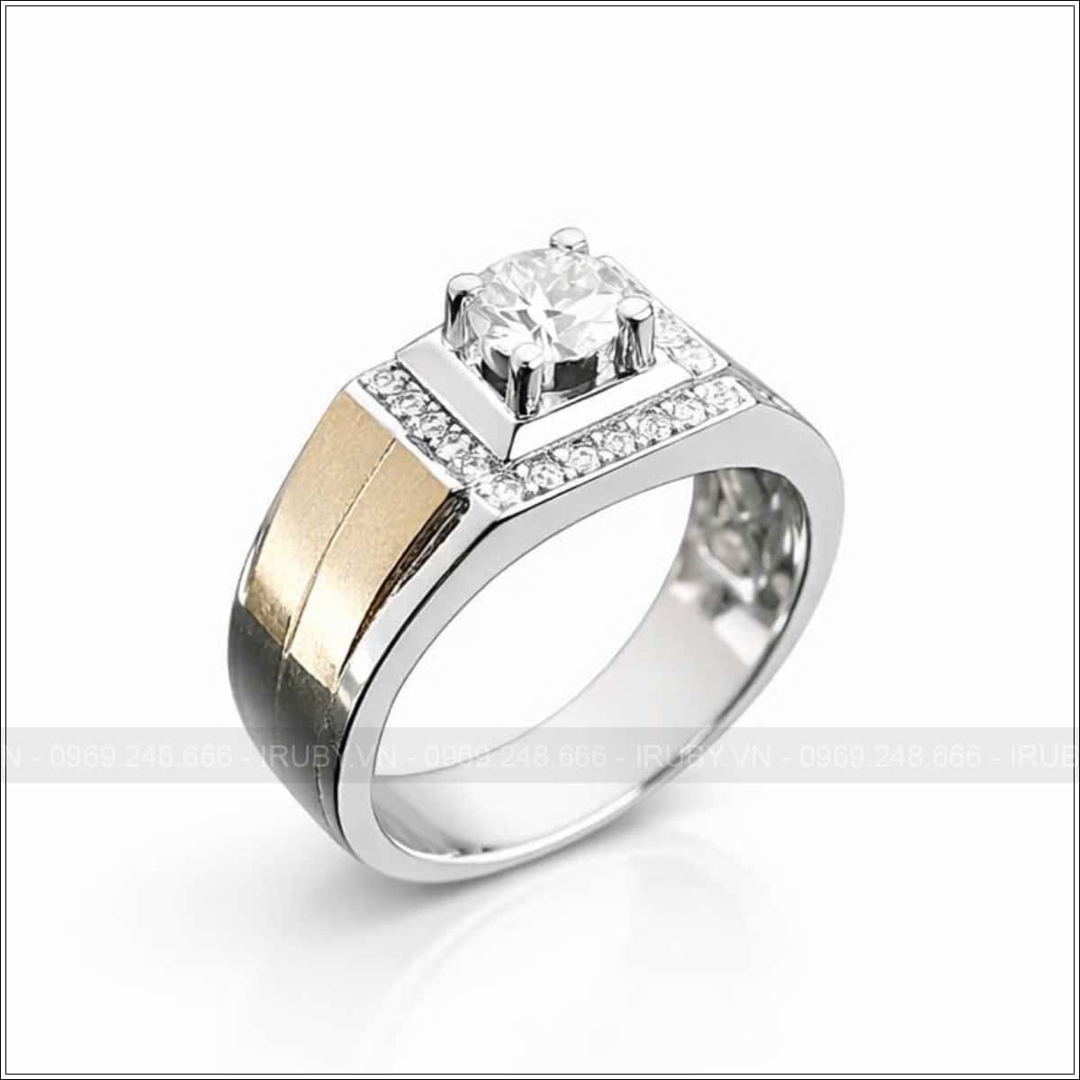 Nhẫn nam vàng trắng Royal Diamond - IRNAKC 022