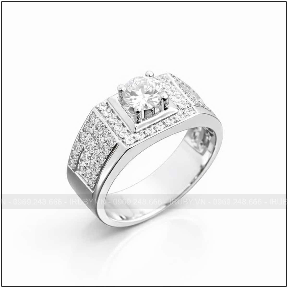 Nhẫn nam Kim Cương thiên nhiên vàng trắng 18k – IRNAKC 019