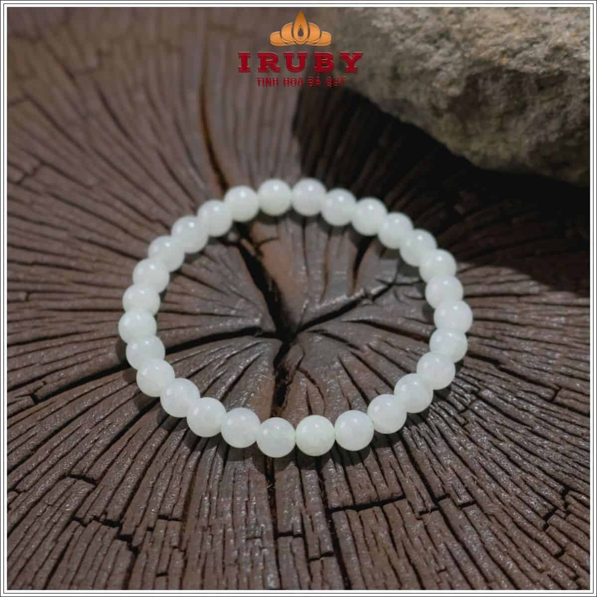 Vòng Tay Bạch Ngọc Myanmar hạt 10mm - IRBN 2511810