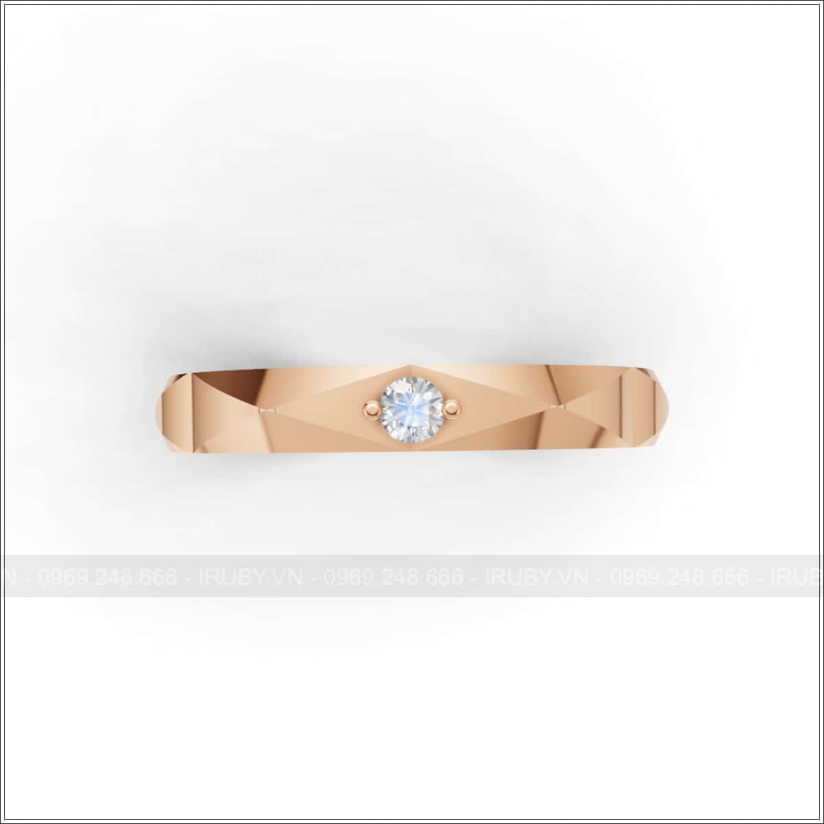Cặp nhẫn cưới vát cạnh đính đá sang trọng – IRNC049