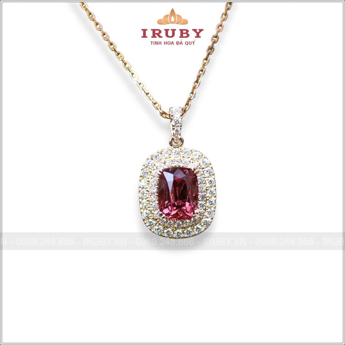Dây chuyền Spinel đỏ hồng 2,85ct kết kim cương thiên nhiên – IRSI20 2548285