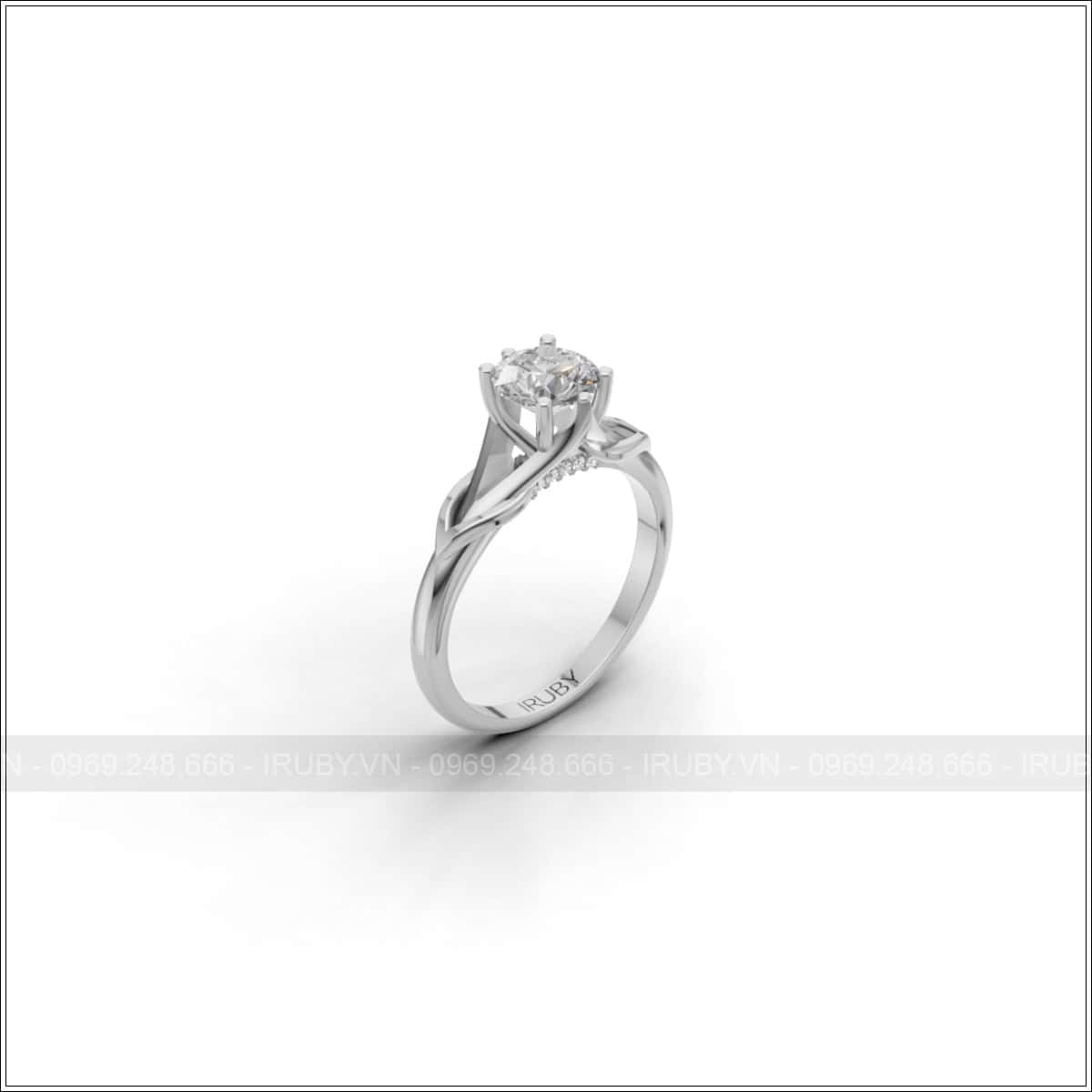 Nhẫn nữ đính đá chủ 5.8mm thiết kế xoắn thanh lịch - IRNUKC080