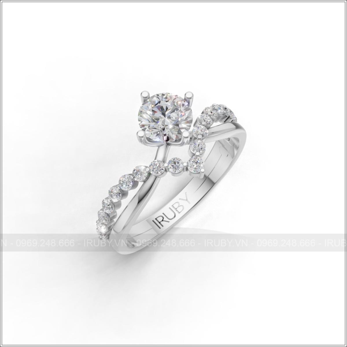 Nhẫn nữ KC 5ly Solitaire đai tấm cao cấp – IRNUKC092