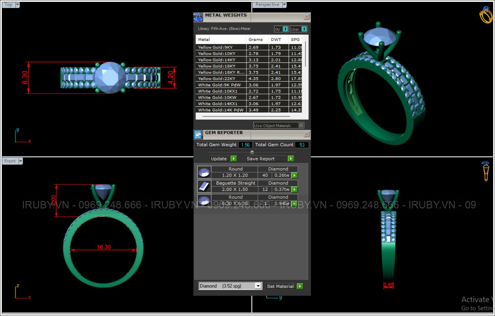 Nhẫn Nữ KC 6.3mm Thiết Kế Tinh xảo - IRNUKC 106