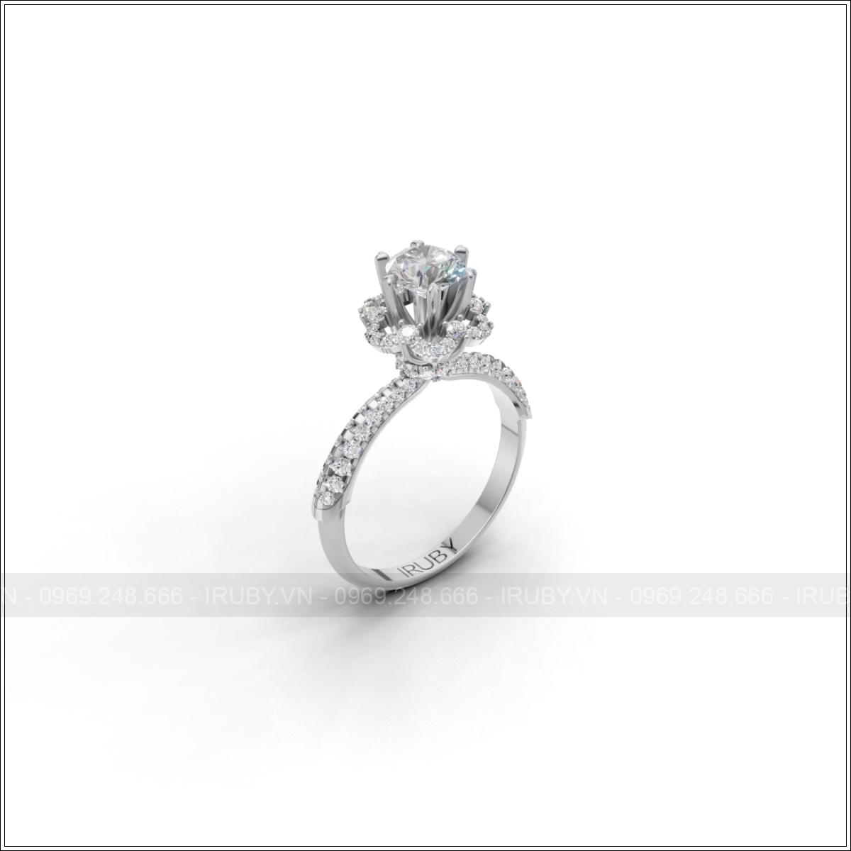 Nhẫn nữ KC Solitaire halo cao cấp 5.4mm – IRNUKC093