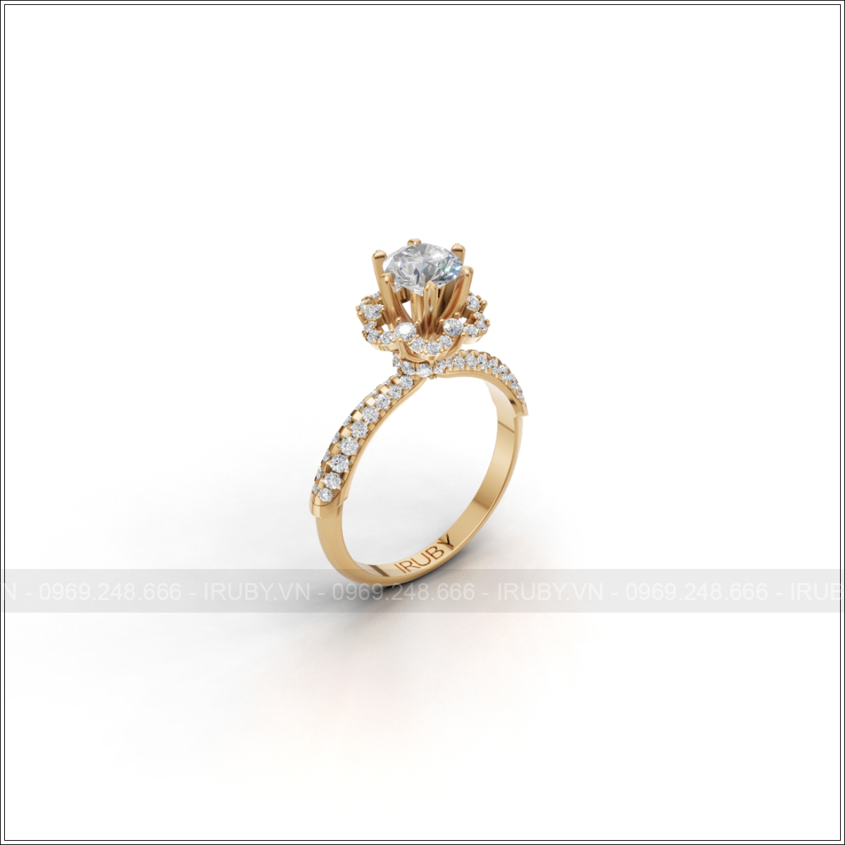 Nhẫn nữ KC Solitaire halo cao cấp 5.4mm – IRNUKC093