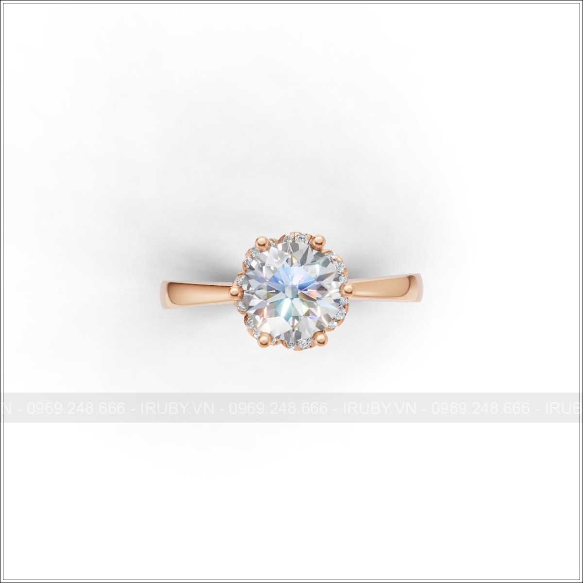 Nhẫn nữ KC thiết kế Halo tôn viên chủ – IRNUKC 138