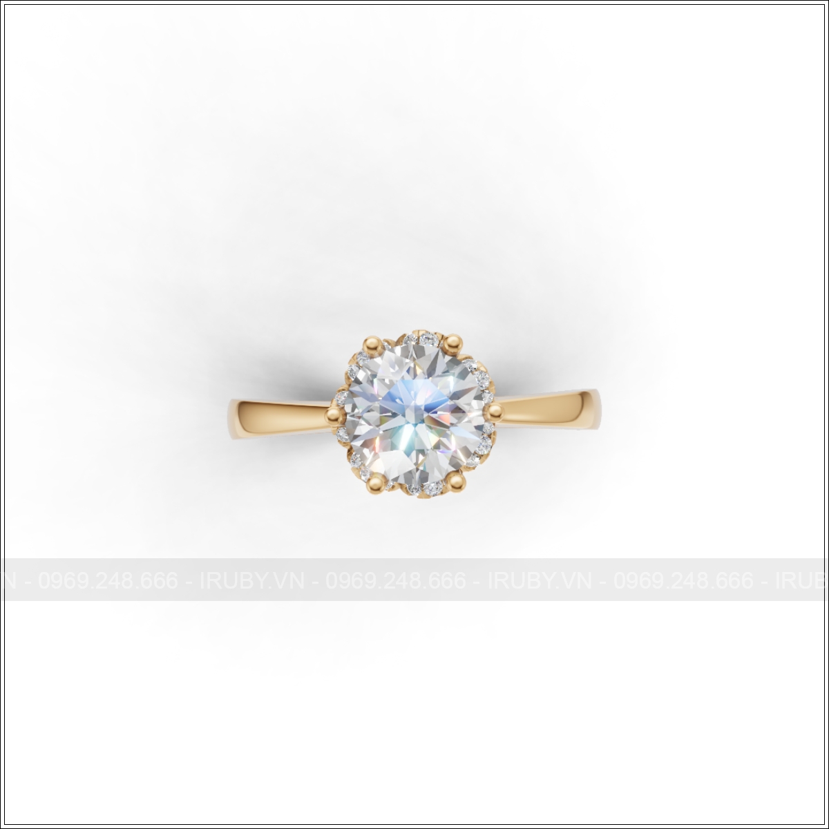 Nhẫn nữ KC thiết kế Halo tôn viên chủ – IRNUKC 138