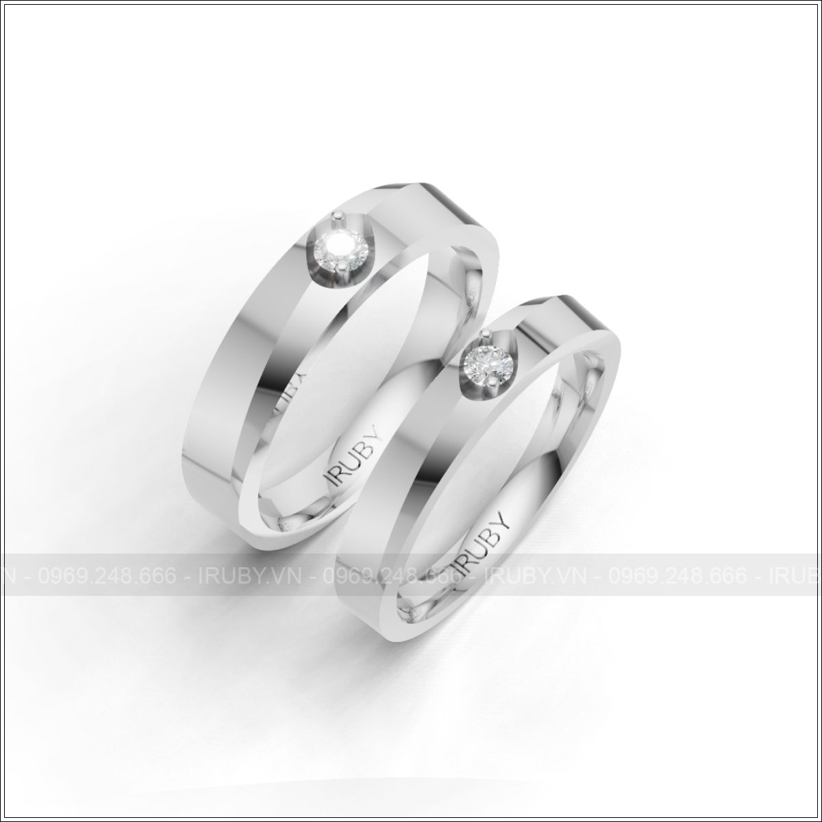 Nhẫn cưới đính đá phong cách tối giản sang trọng – IRNC031