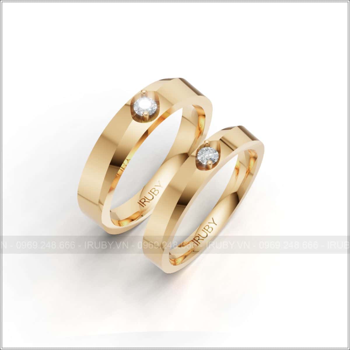 Nhẫn cưới đính đá phong cách tối giản sang trọng – IRNC031