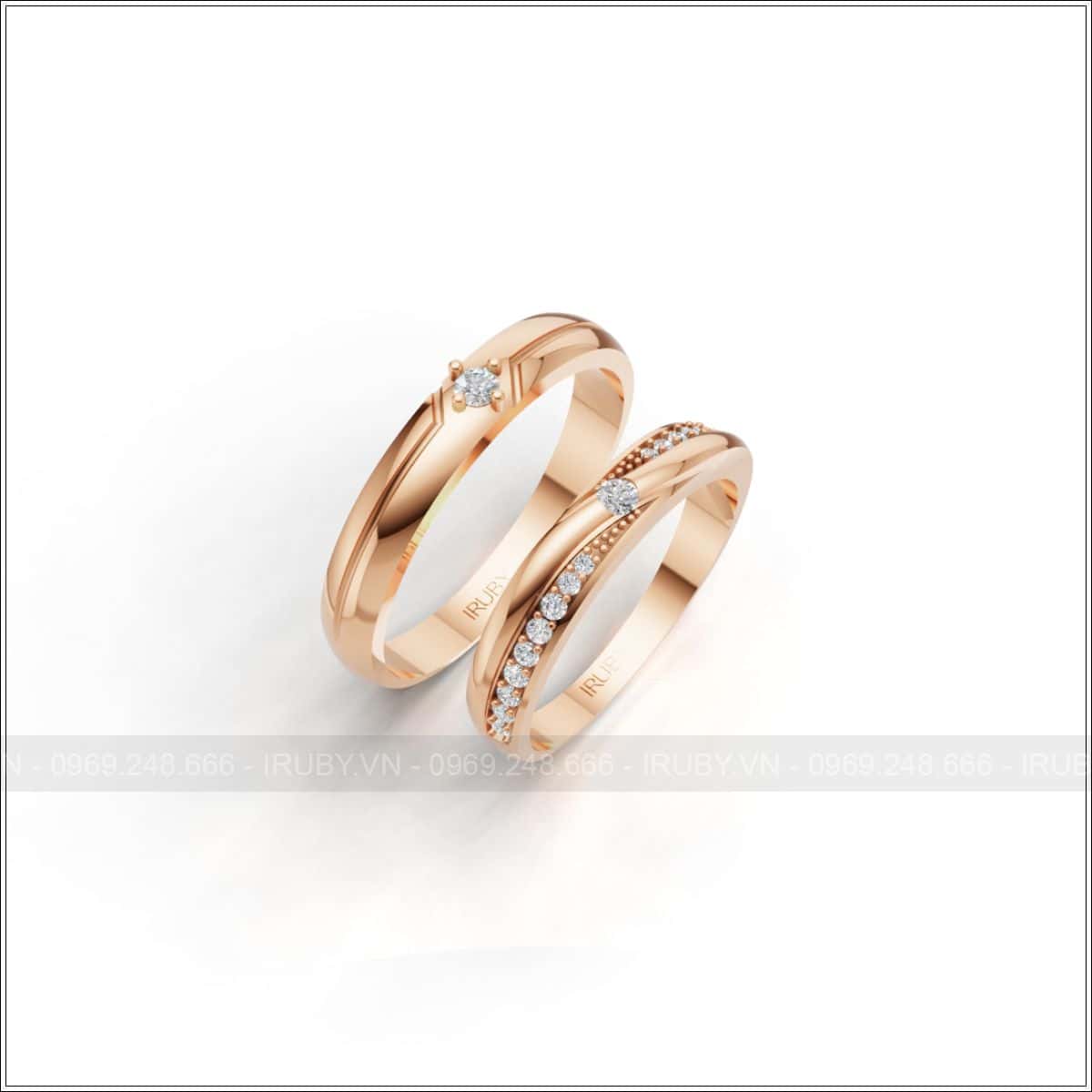 Nhẫn cưới đính đá thiết kế uốn lượn đầy lôi cuốn – IRNC038