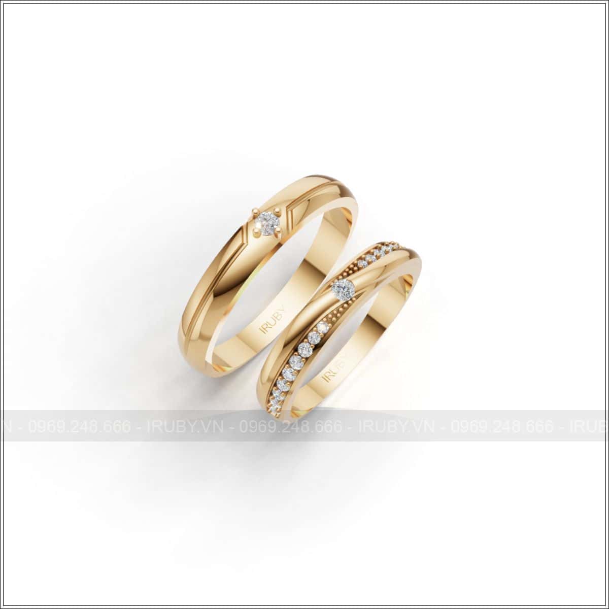 Nhẫn cưới đính đá thiết kế uốn lượn đầy lôi cuốn – IRNC038