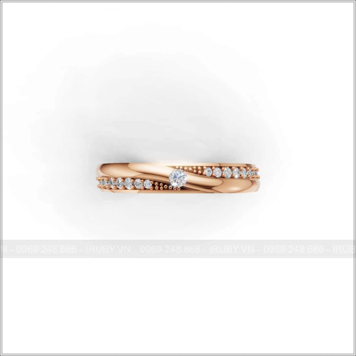 Nhẫn cưới đính đá thiết kế uốn lượn đầy lôi cuốn – IRNC038