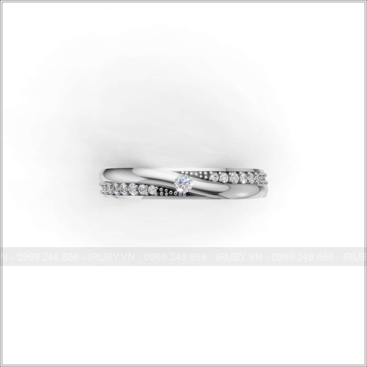 Nhẫn cưới đính đá thiết kế uốn lượn đầy lôi cuốn – IRNC038